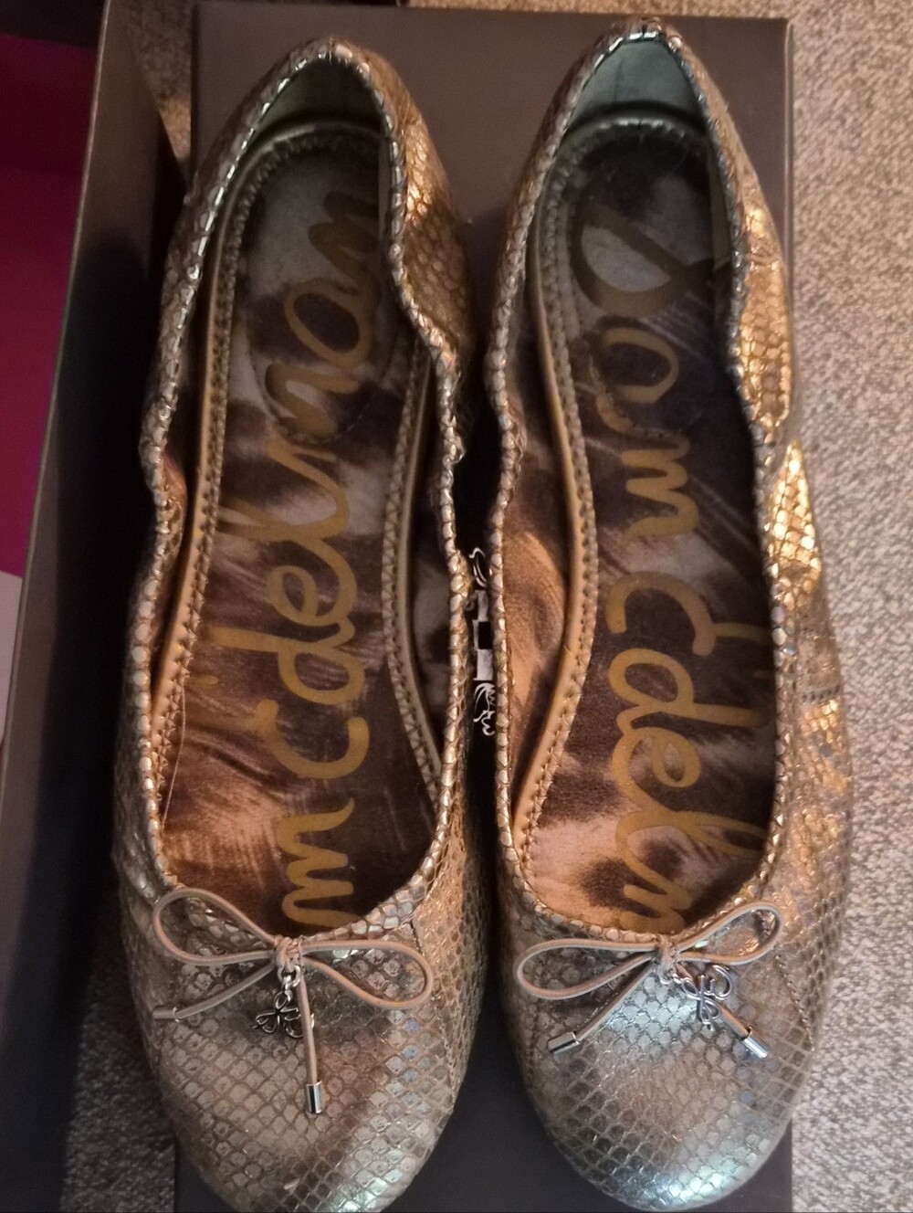 Sam Edelman Metallic Gold Bow Ballet Flats